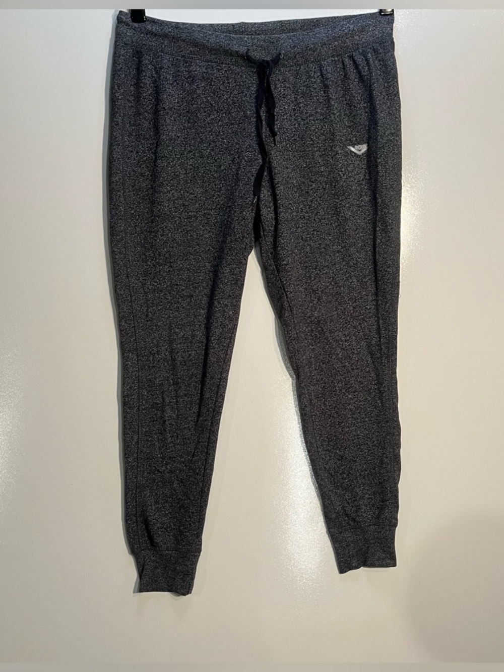 PONY Joggers Mens Medium Black Gray Space Dye Fleece Sweatpants Drawstring